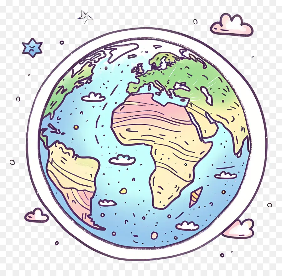 Doodle Earth，Dünya İllüstrasyon PNG