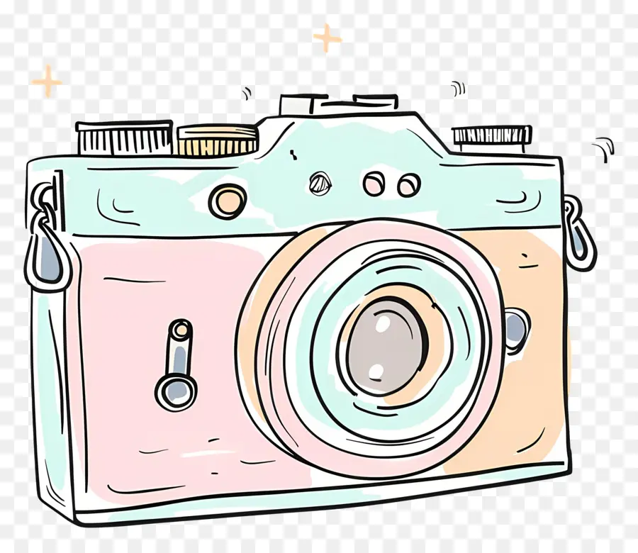 Doodle Kamera，Vintage Fotoğraf Makinesi PNG