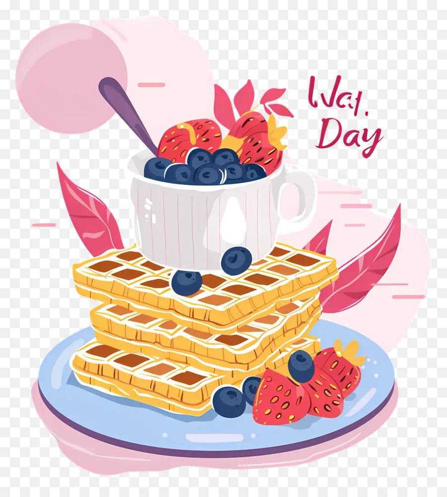 Ulusal Waffle Günü，Meyveli Waffle PNG