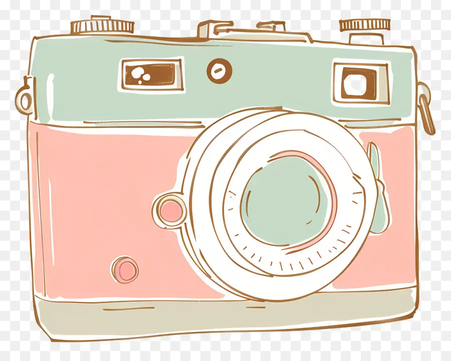 Doodle Kamera，Vintage Fotoğraf Makinesi PNG