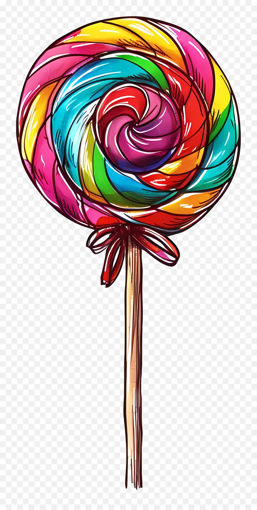 şeker，Gökkuşağı Lolipop PNG