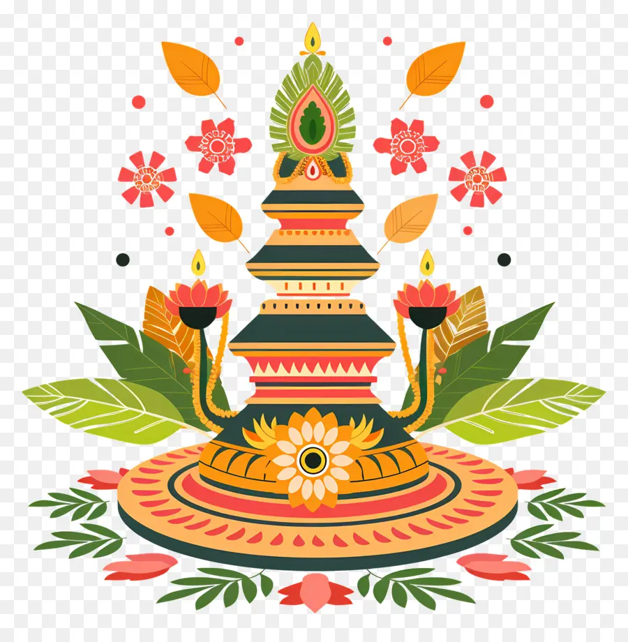 Onam Pookalam，çiçek Arka Plan PNG