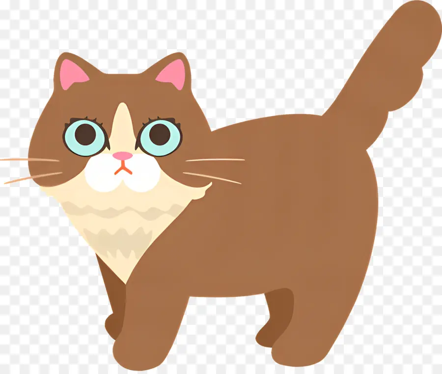 Karikatür Kedi，Kahverengi Korkmuş Kedi PNG