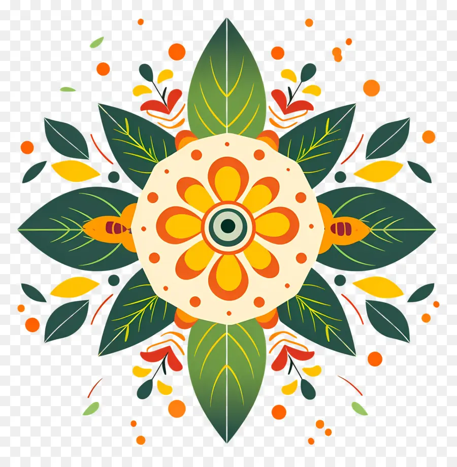 Onam Pookalam，Renkli çiçekler PNG