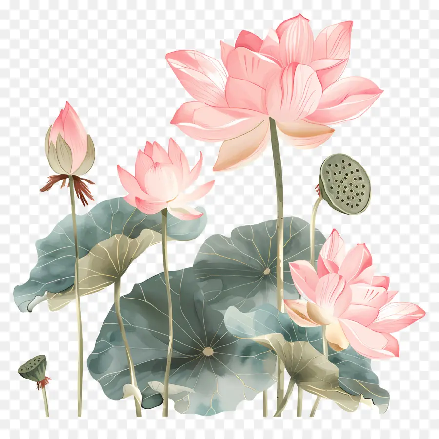 Lotus çiçeği，Pembe Lotus Çiçekleri PNG