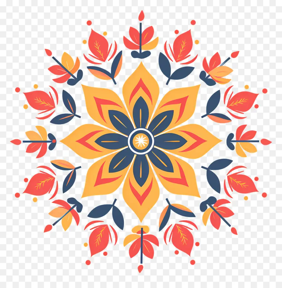 Çiçek Rangoli，Hint Motifleri PNG