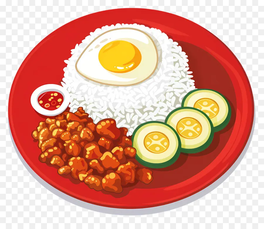 Nasi Lemak，Pirinç Ve Yumurta Tabağı PNG