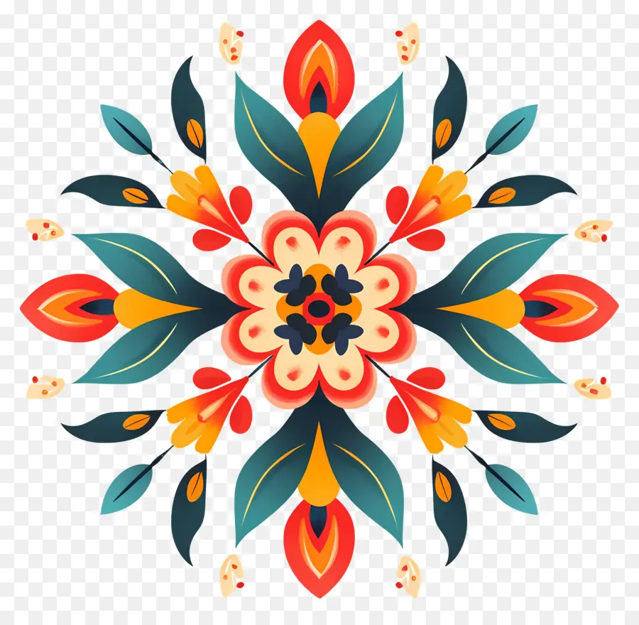 Çiçekli Rangoli，Renkli Desen PNG