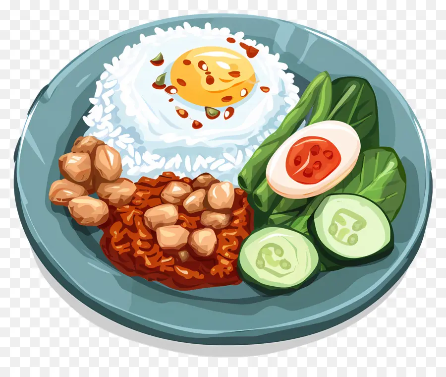 Nasi Lemak，Pirinç Ve Yumurta Yemeği PNG