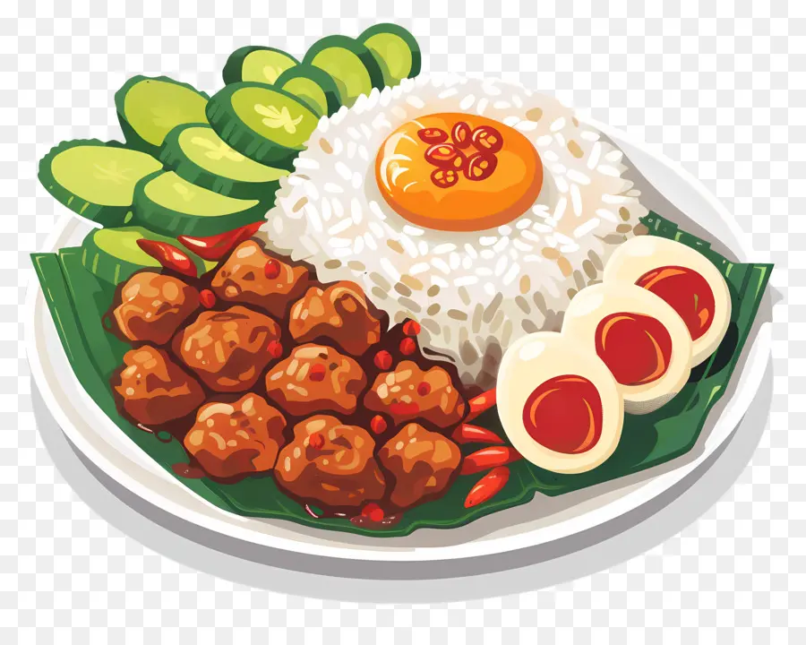 Nasi Lemak，Pilav Ve Garnitürler PNG