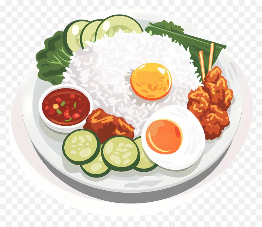 Nasi Lemak，Yemek Tabağı PNG