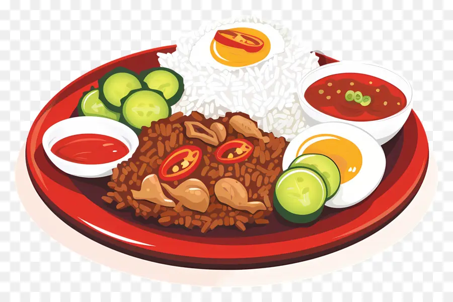 Nasi Lemak，Yemek Tabağı PNG