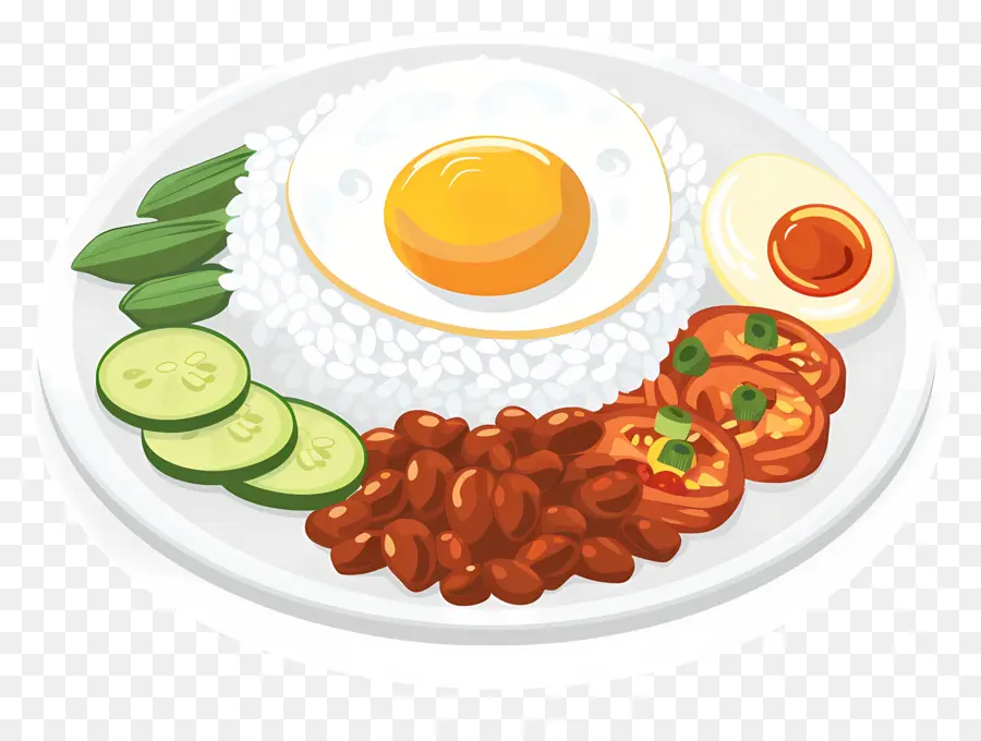 Nasi Lemak，Yumurta Ve Pirinç PNG