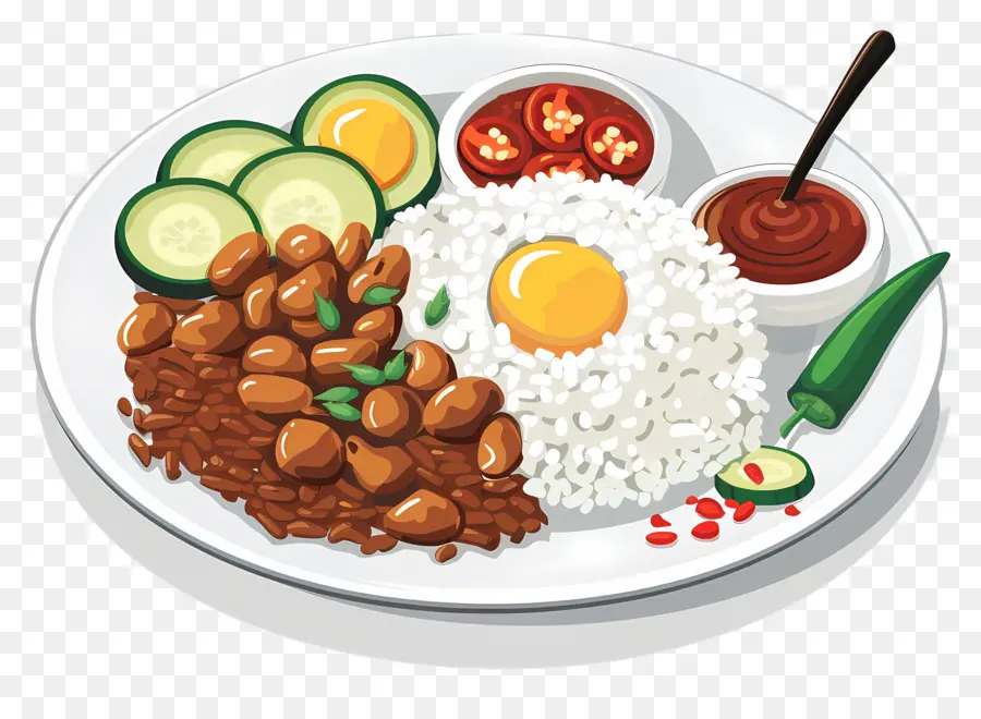 Nasi Lemak，Yumurta Ve Pirinç PNG