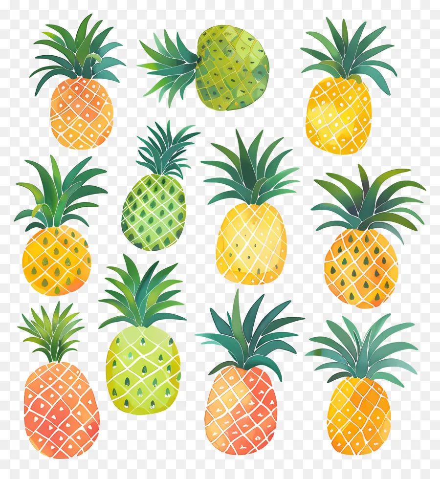 Ananas，Renkli Ananaslar PNG