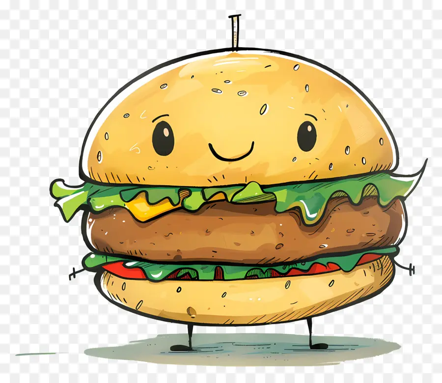 Karikatür Hamburger，Sevimli Burger PNG