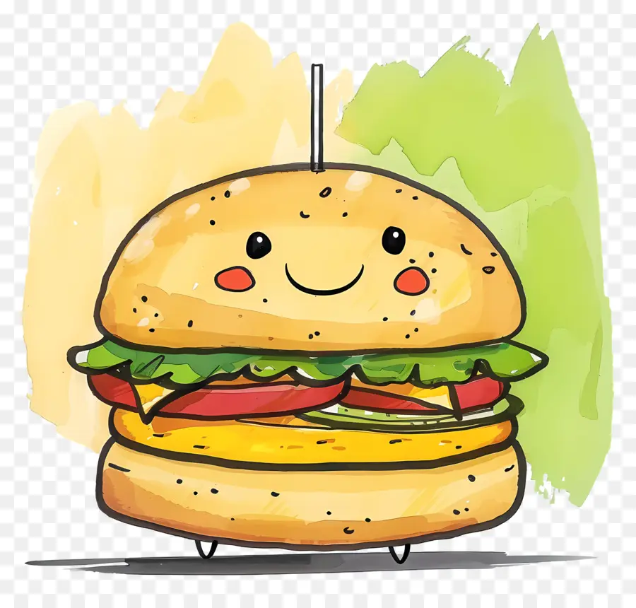 Karikatür Hamburger，Sevimli Burger PNG