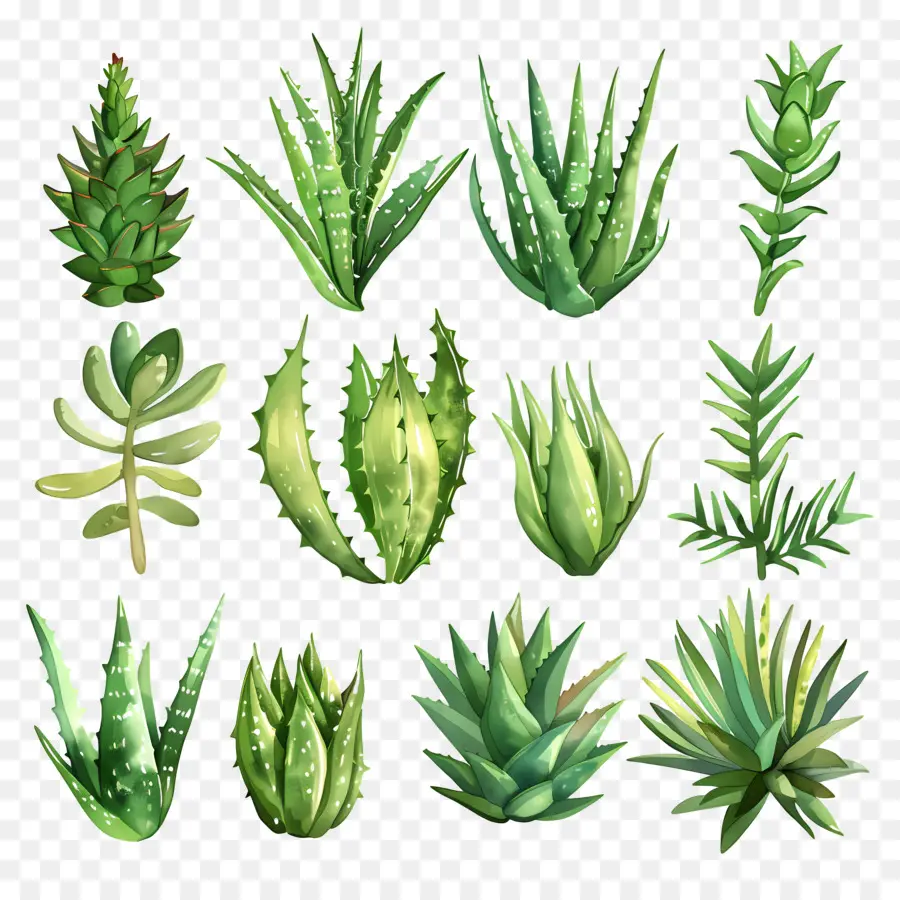 Aloe Vera，Suluboya PNG