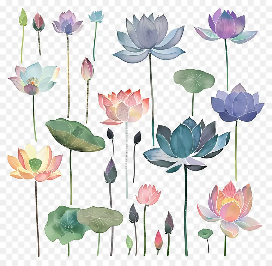 Lotus，Nilüfer çiçekleri PNG