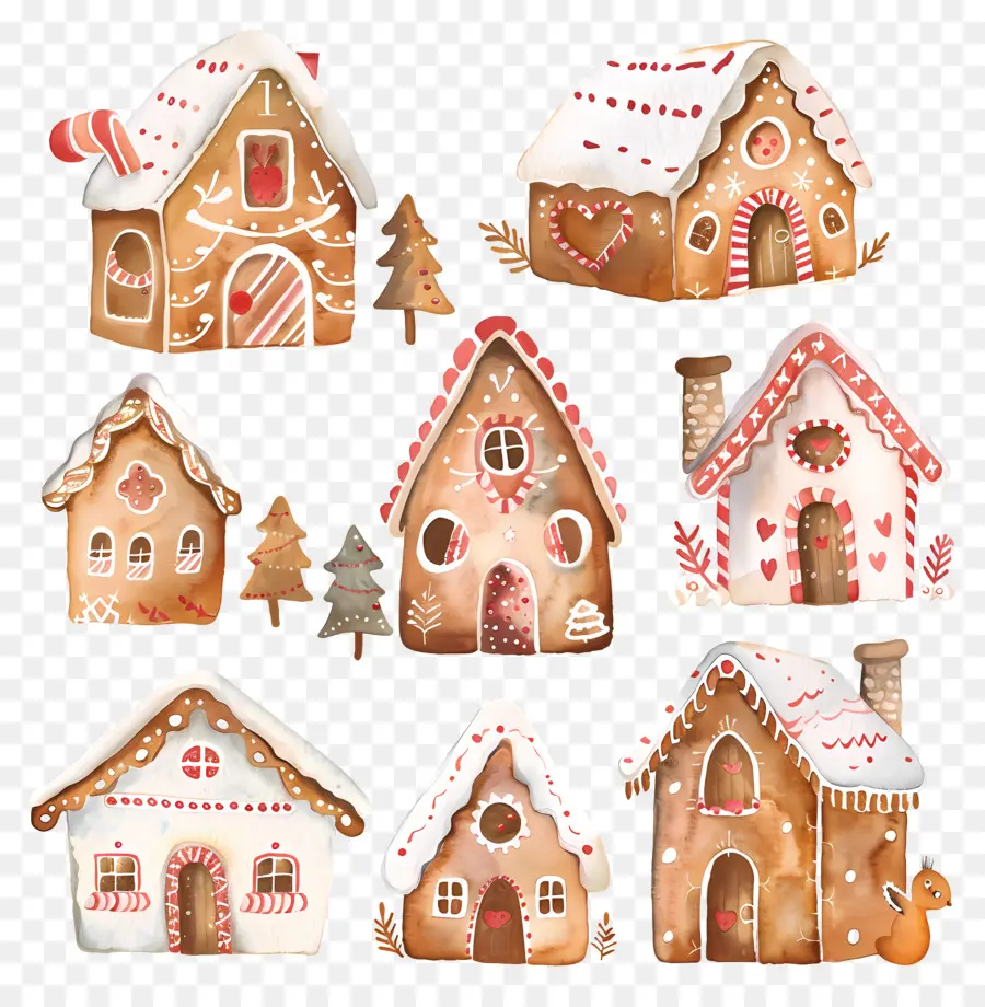 Gingerbread Evi，Suluboya Resim PNG