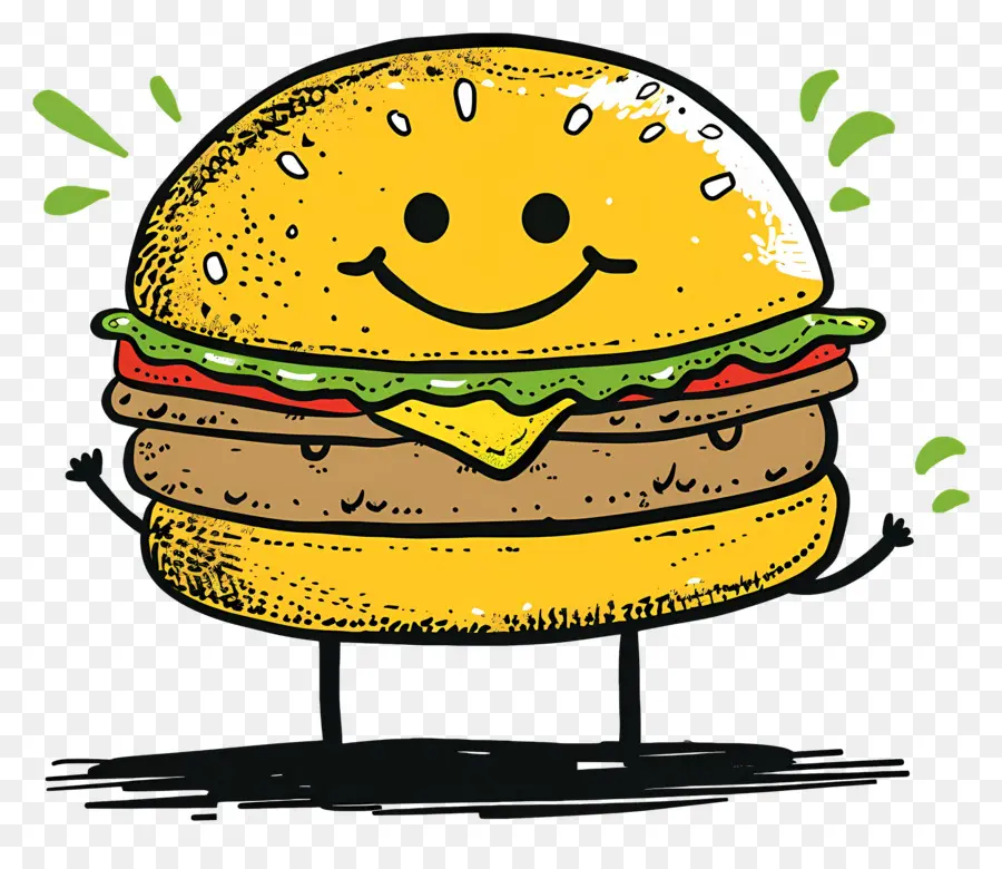 Karikatür Hamburger，Sevimli Burger PNG