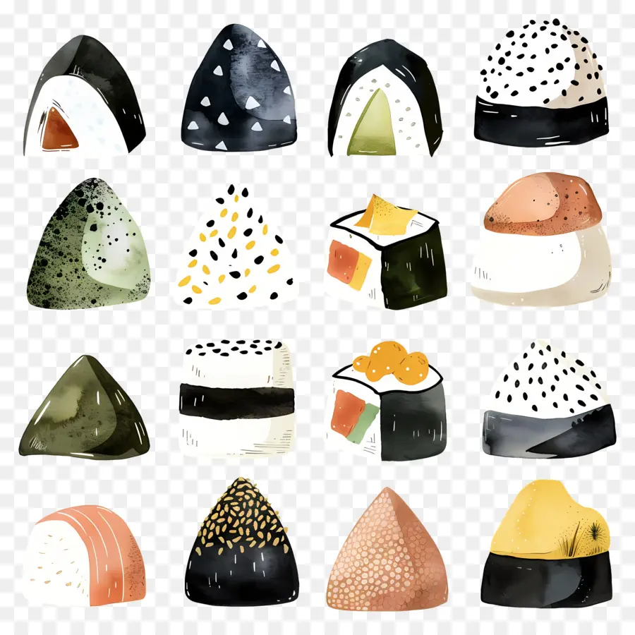 Onigiri，Suluboya Sushi PNG