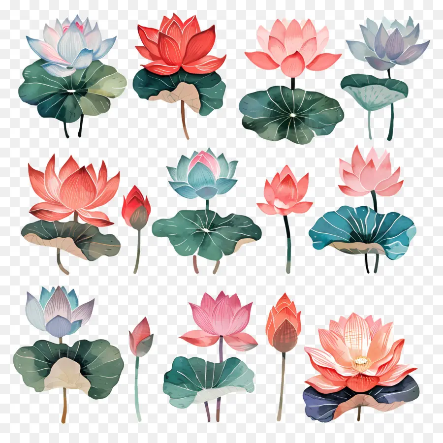 Lotus，Suluboya Lotus Çiçekleri PNG