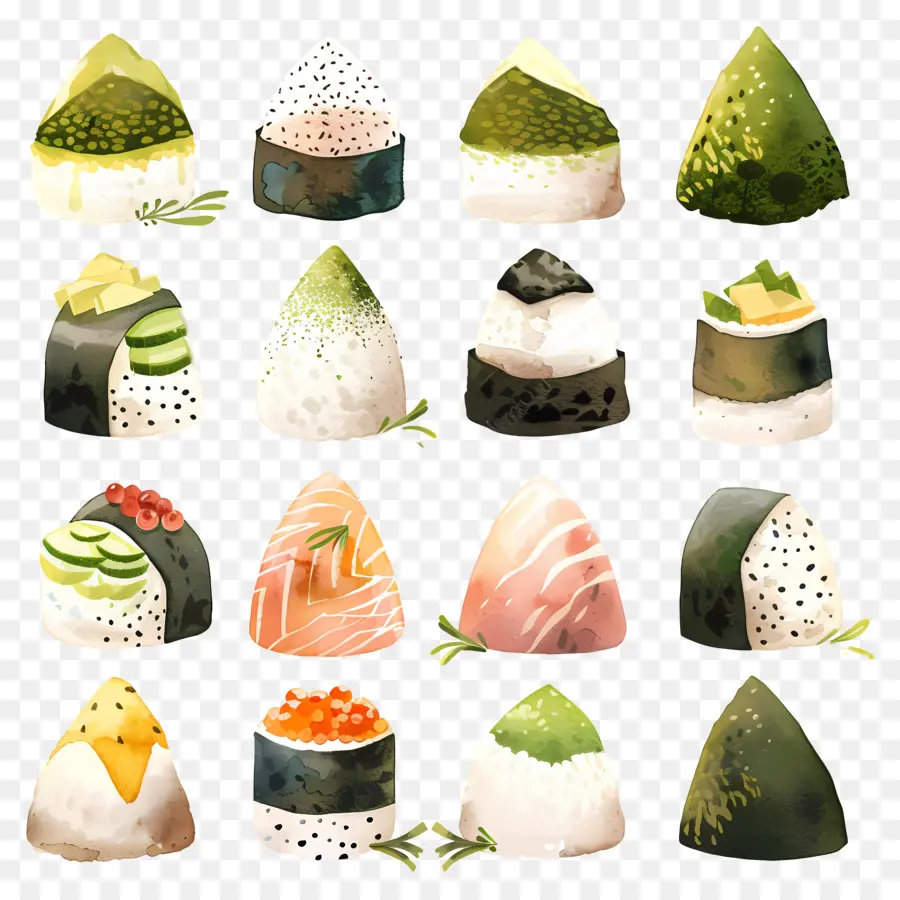 Onigiri，Pirinç Topları PNG