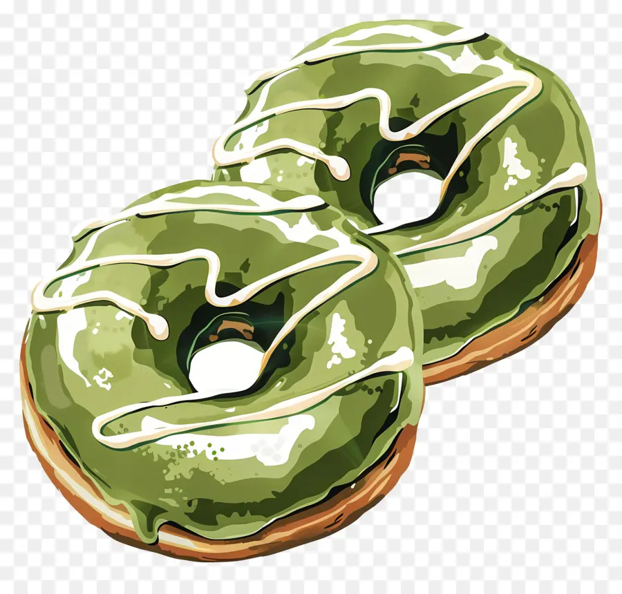 Matcha Donuts，Yeşil Sırlı çörek PNG