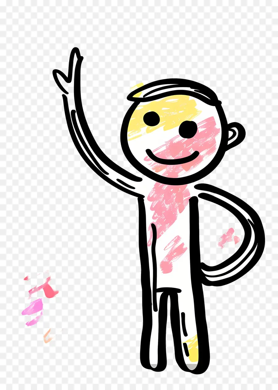 Stickman Saluting，Boya Fırçası PNG