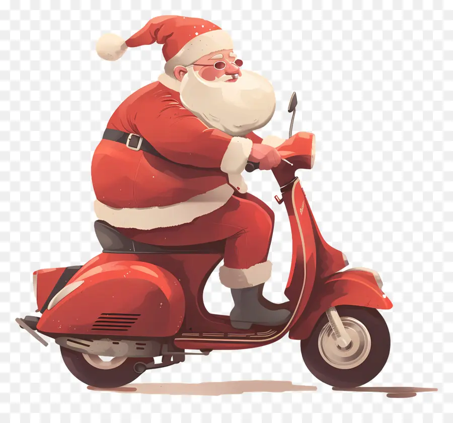 Santa Binicilik Scooter，Noel PNG