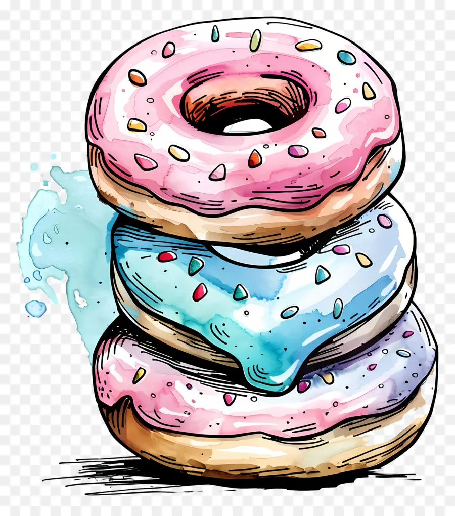 Yığılmış Donutlar，Yiyecek PNG