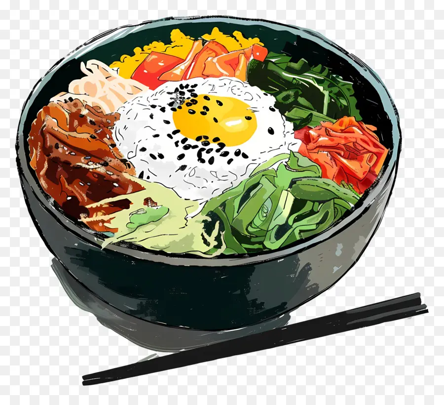 Kore Bibimbap，Koreli Kızarmış Pirinç PNG