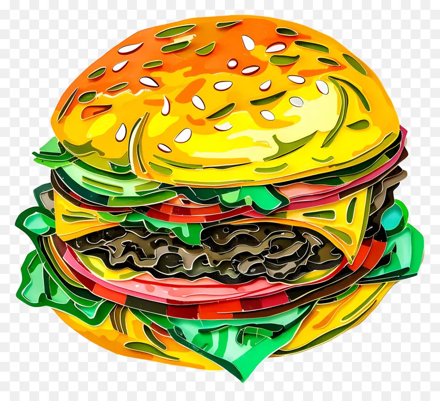 Yeşil Burger，Peynir PNG