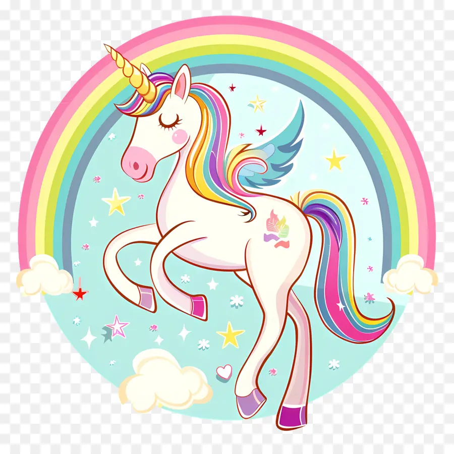 Gökkuşağı Ile Tek Boynuzlu At，Unicorn PNG