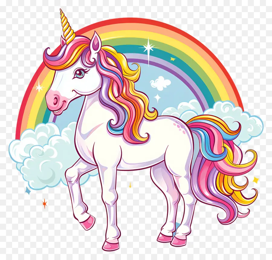 Gökkuşağı Ile Tek Boynuzlu At，Unicorn PNG