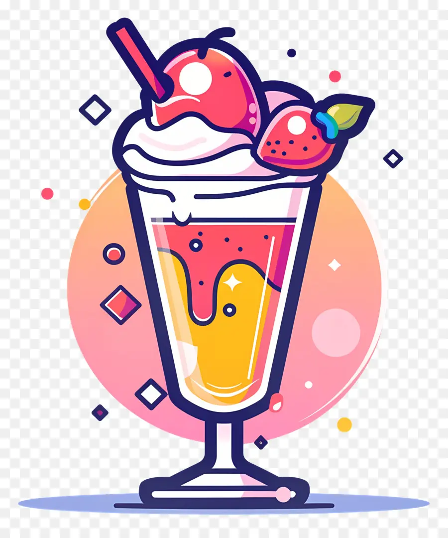 Dondurma şamandıra，çilekli Milkshake PNG