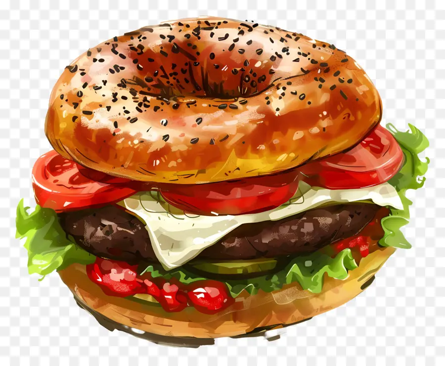 Hamburger，Bacon PNG