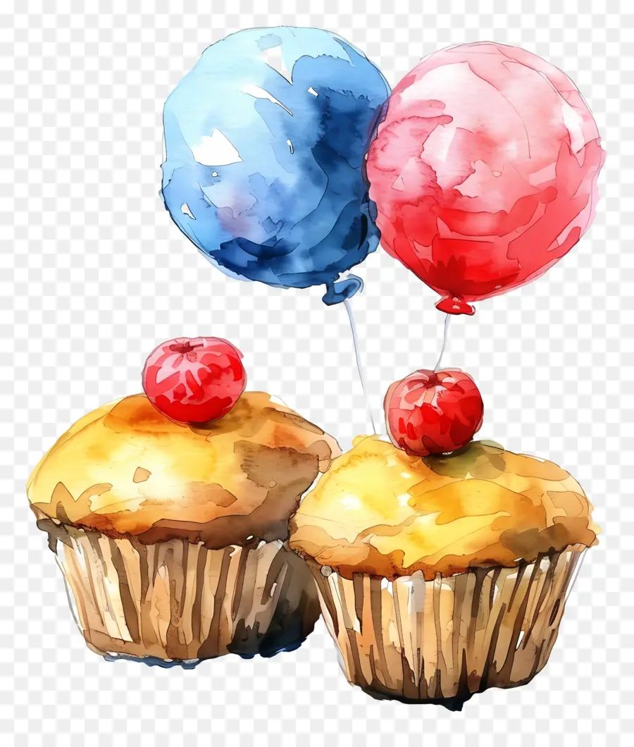 Balonlu Cupcakeler，Balonlar PNG