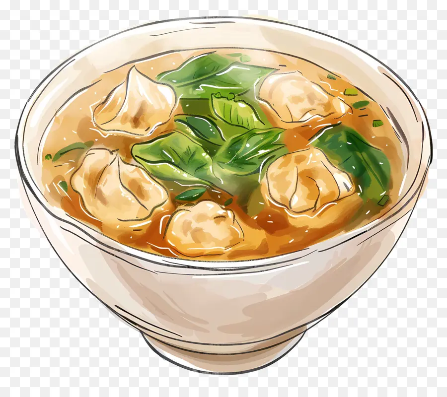 Wonton çorbası，Tavuk Köfte PNG