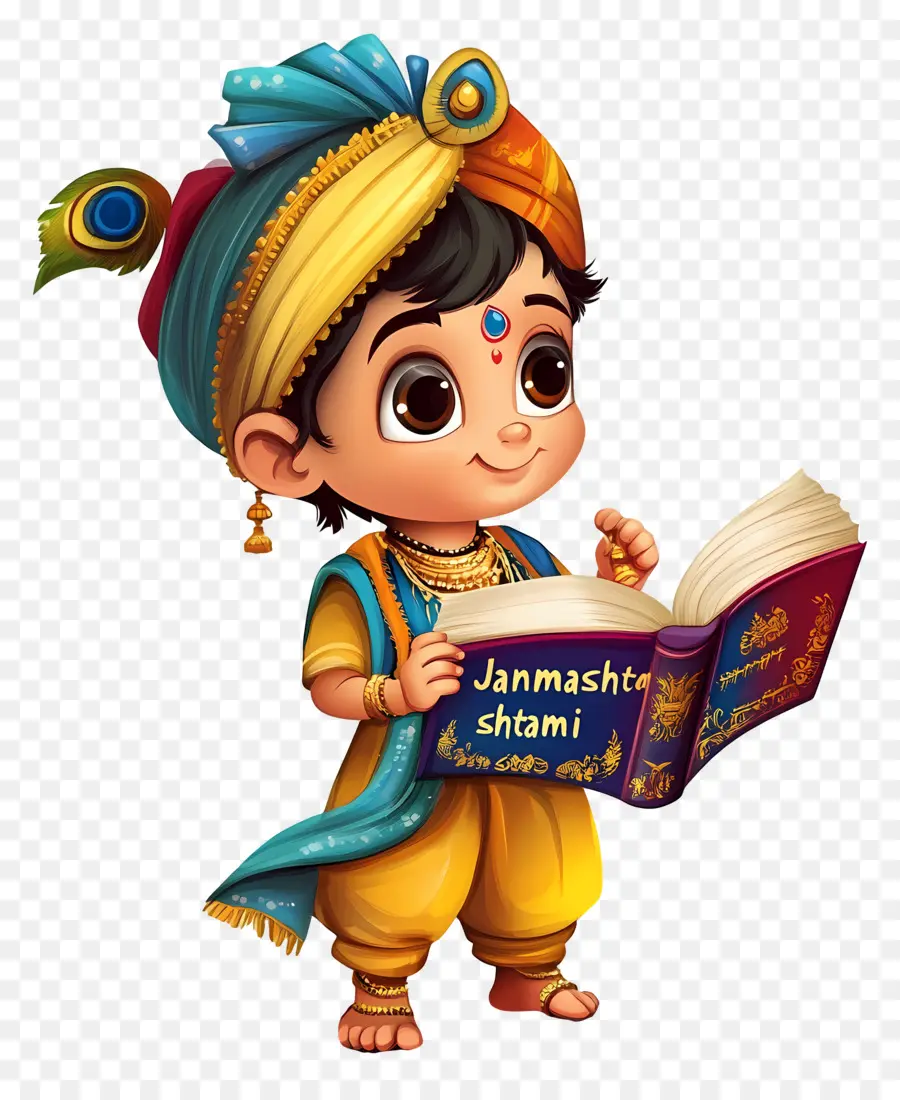 Janmashtami，Kitaplı çocuk PNG