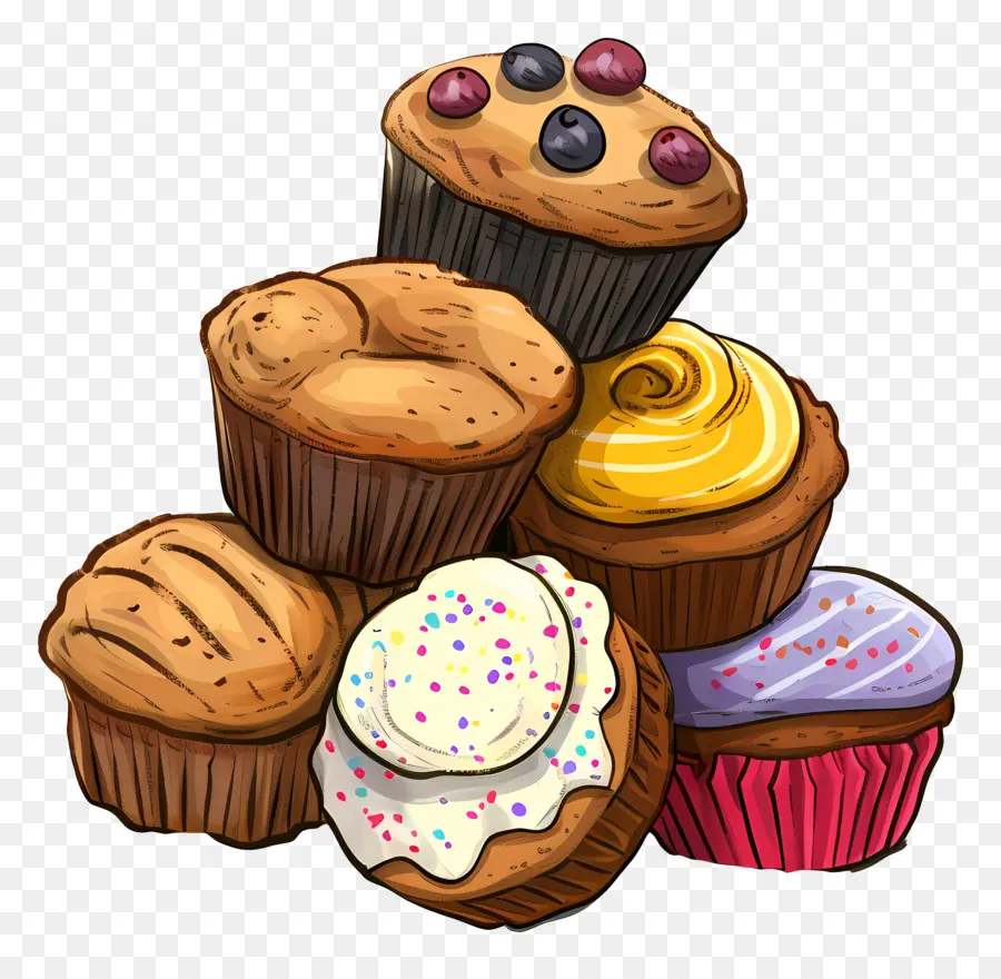 Muffin Yığını，Kekler PNG