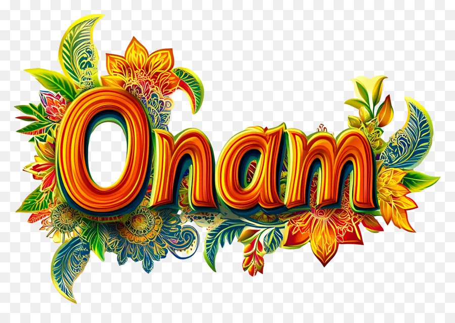 Onam，Onam çiçekli Metin PNG