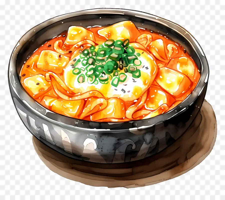 Peynirli Tteokbokki，Kase çorba PNG