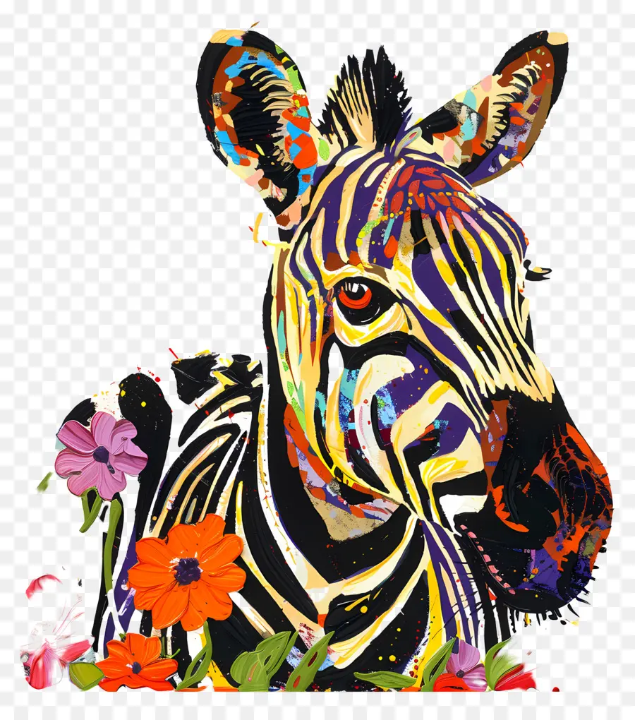 Zebra，Çiçekler PNG