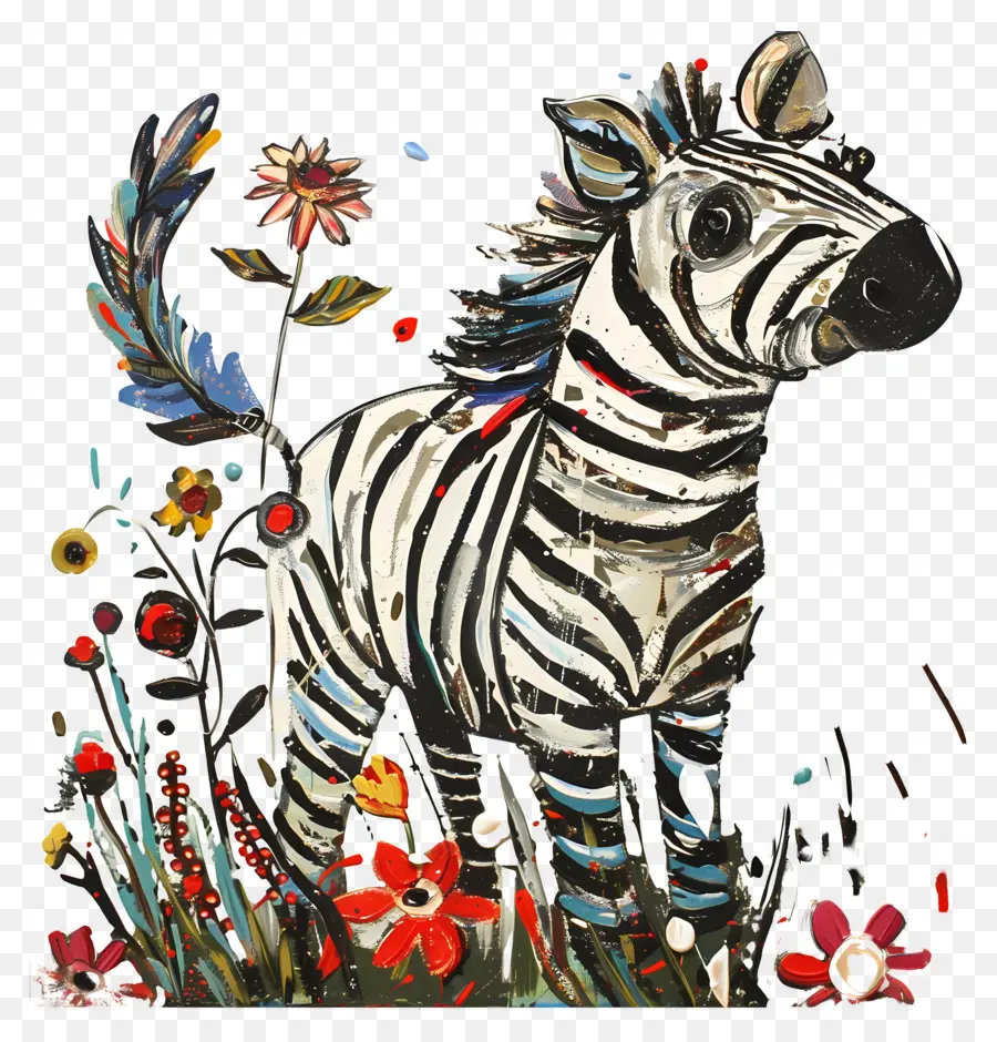 Zebra，Çiçekler PNG