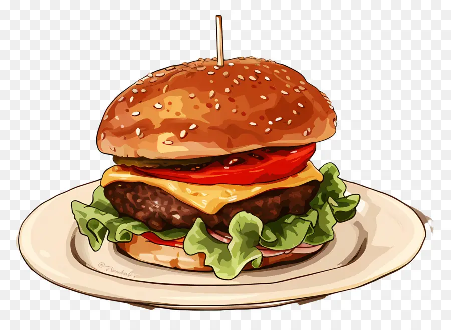 Kremalı Burger，Cheeseburger PNG