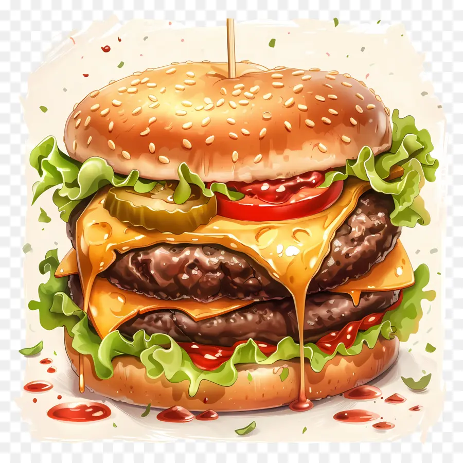 Kremalı Burger，Cheeseburger PNG