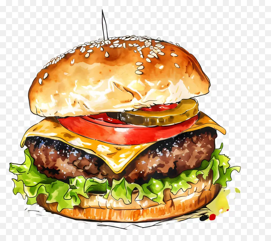 Kremalı Burger，Hamburger PNG