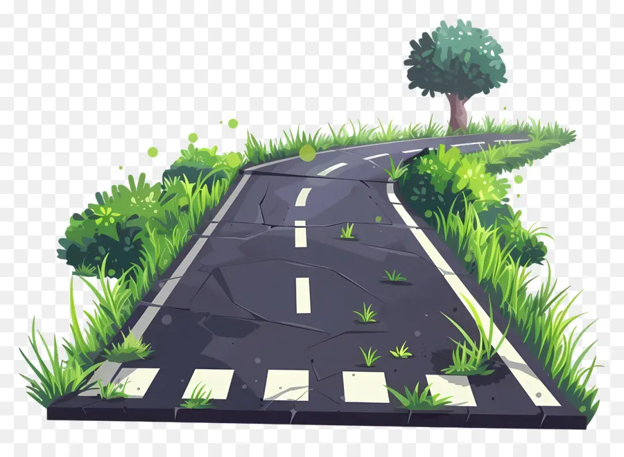 Asfalt Yol，Aşırı Büyümüş Yol PNG